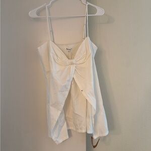 Reformation Cream Asymmetrical Tie Front Camisole